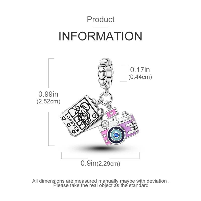 Authentic Charm Bead Charms copper Plated Pink Camera Couple Photo Pendants Compatible With Bracelets Ideal For Women Jewellery Making Diy