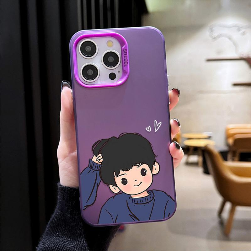 

Cute Cartoon Boy Couple Pattern Design Protective Cover for iPhone 17 16 15 14 13 12 11 16E Series Pro Max Plus iphone 16 E