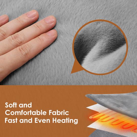 USB Heated Shawl Blanket with Double-Layer Soft Flannel Polar Fleece 3 Temp Levels Portable Electric Wrap