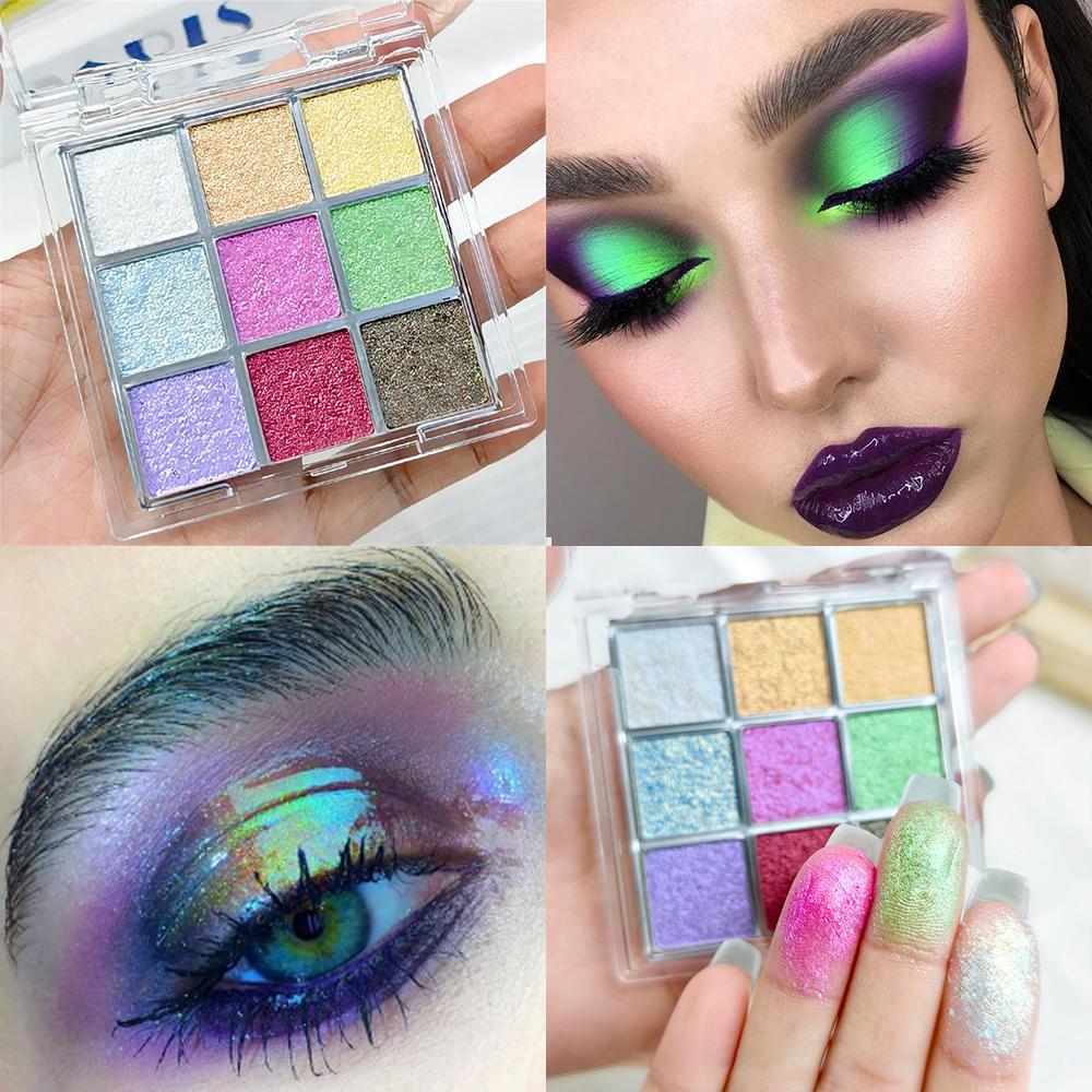 Polarized -Change Eyeshadow Makeup Palette Nine colored Fluorescent Metallic Shiny Chameleon Eye Shadow Highgloss Powder