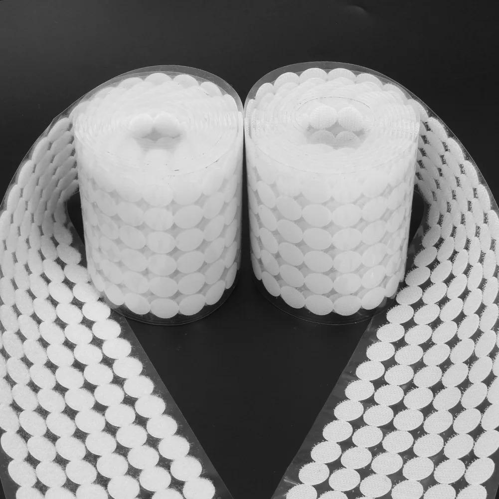 1000Pairs Self Adhesive Fastener Tape Hook and Loop Tape Dots Sticker Nylon Round Coins Strong Glue White Hook Loop Tape 10/15mm