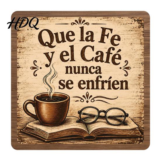 Rustic Coffee Sign for Bar 5" x Sign Wooden Spanish Decor with Decorative Station Signage Metal Display Rack Vintage Tabletop Decorations,