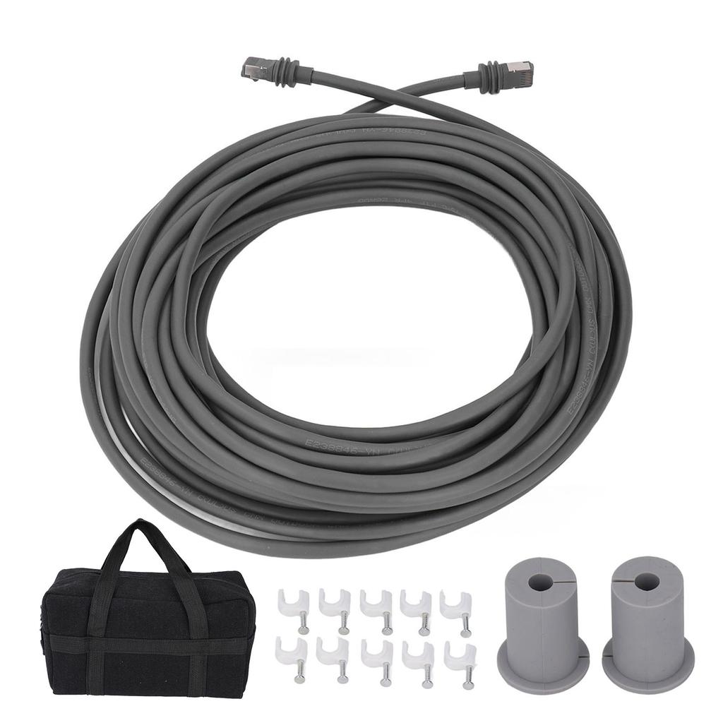 Cabo Satélite Retangular 30FT Cabo de Substituição Satélite à Prova d'Água com 2 Protetores 10 Presilhas de Retenção Armazenamento