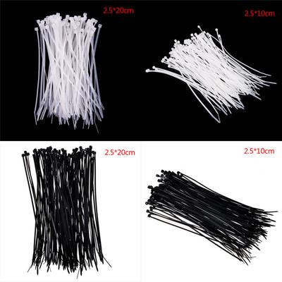 100Pcs Fasten White Black Cable Wire Zip Ties Self Locking Nylon Cable Tie
