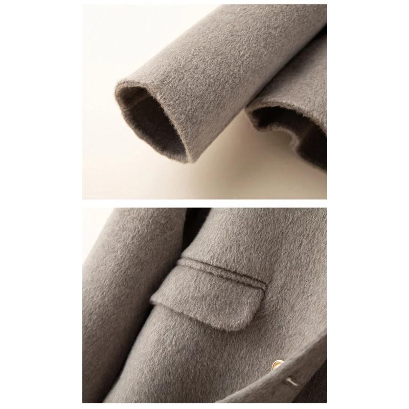Cashmere Coat Women Autumn Winter Double-Breasted Doll Collar Short Wool Jacket Female Loose Outwear