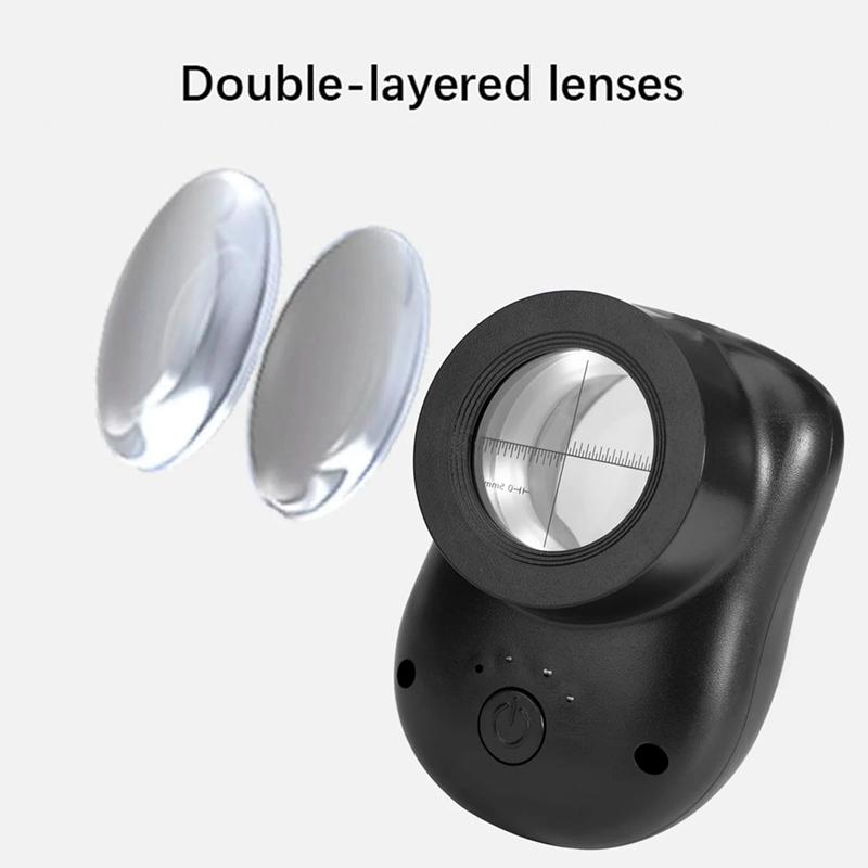 ABNO-40X Double Glass Lens Magnifier With Bright LED Lights(3 Modes), Handheld Jewelers Magnifying Glass For Coins Stamps