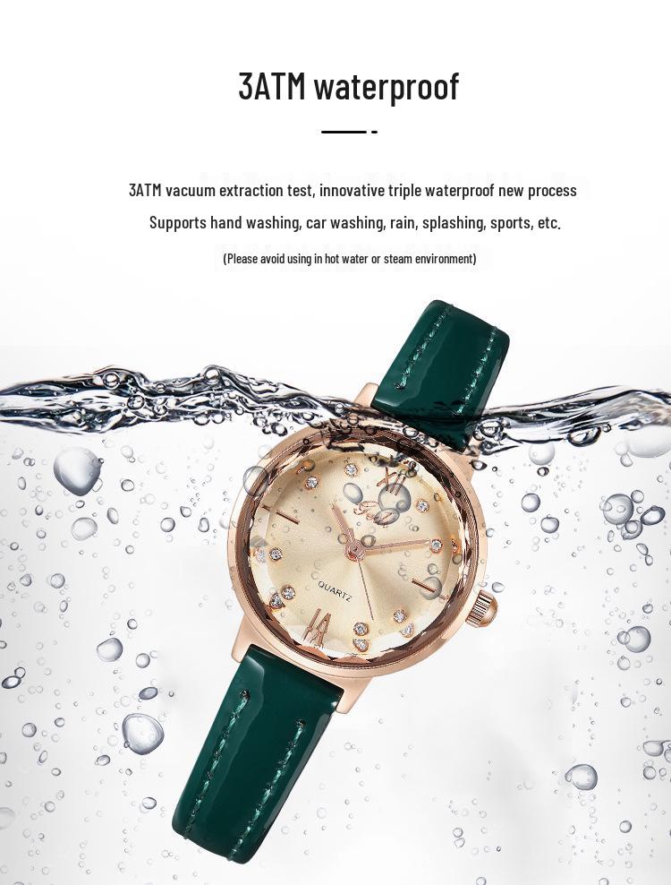 Gedi Korean Petite Brown Women's Luxury Diamond-Set Quartz Watch