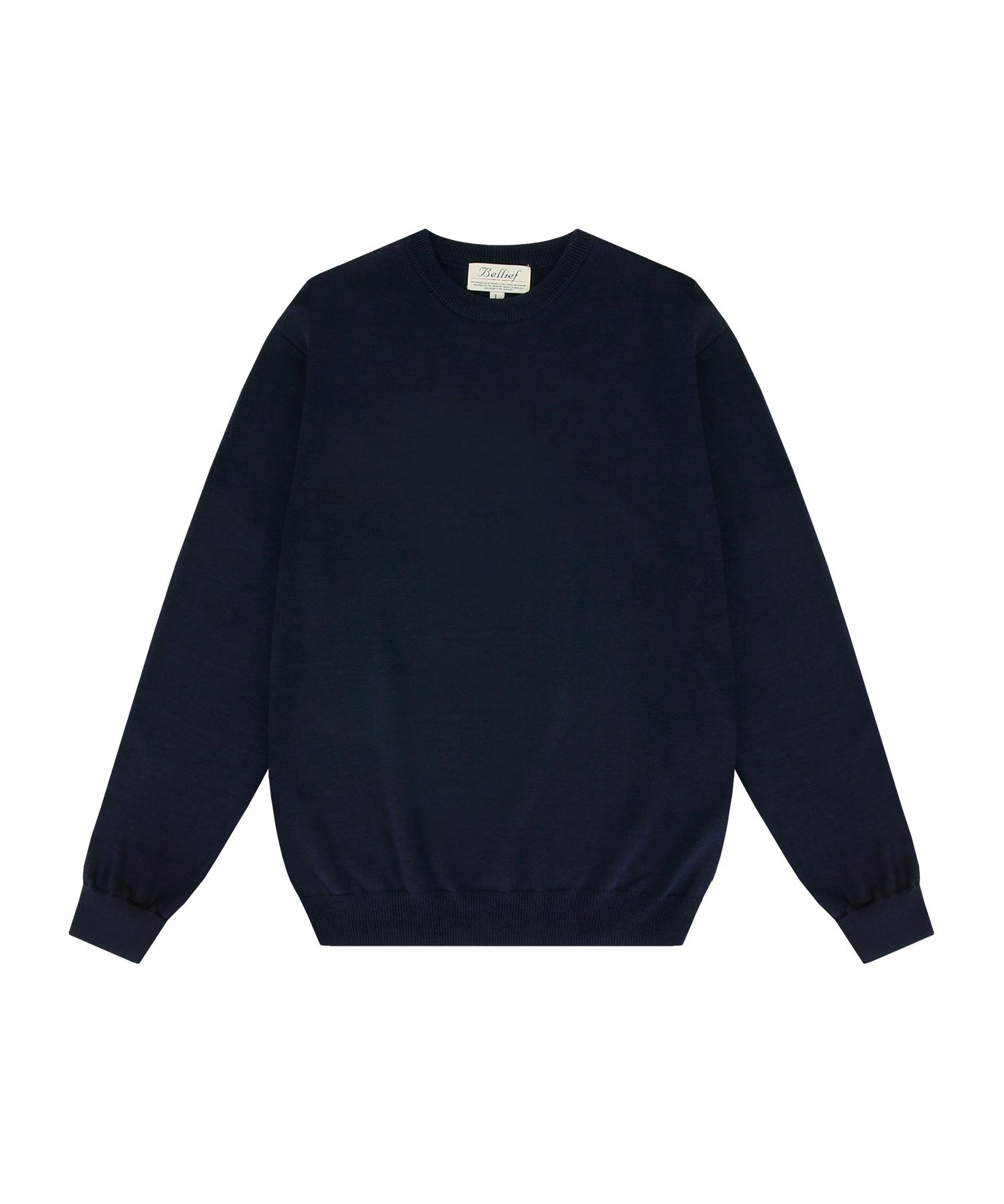 Belief Wool Soft Crewneck Sweater (Navy) M