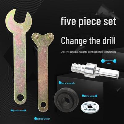 Five-Piece Electric Drill To Angle Grinder Conversion Set: Cutting, Polishing, and Grinding Accessories