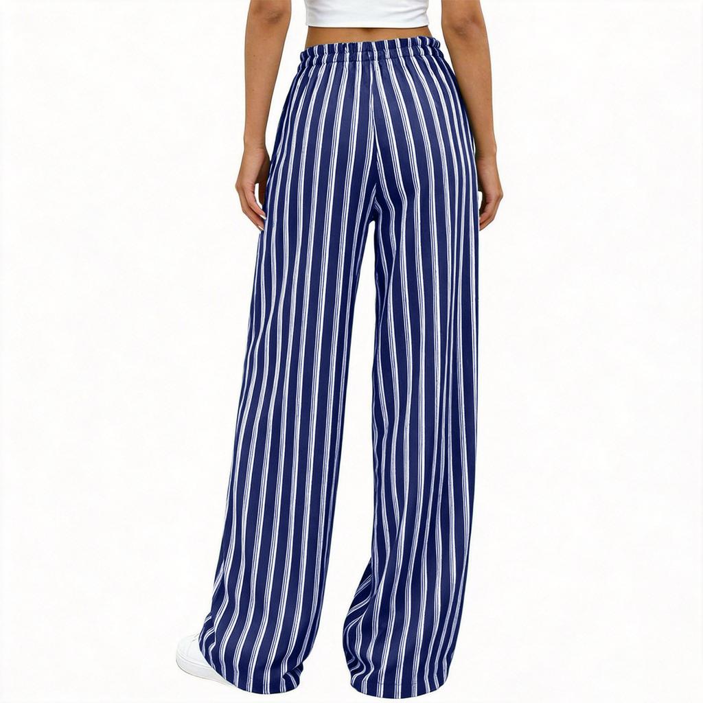 Women's Striped Loose Casual Loose-Waist Wide-Leg Trousers
