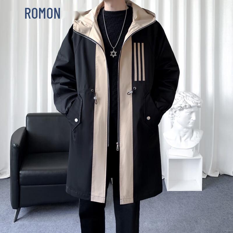 ROMON Men's Mid-Length Lightweight Trench Coat