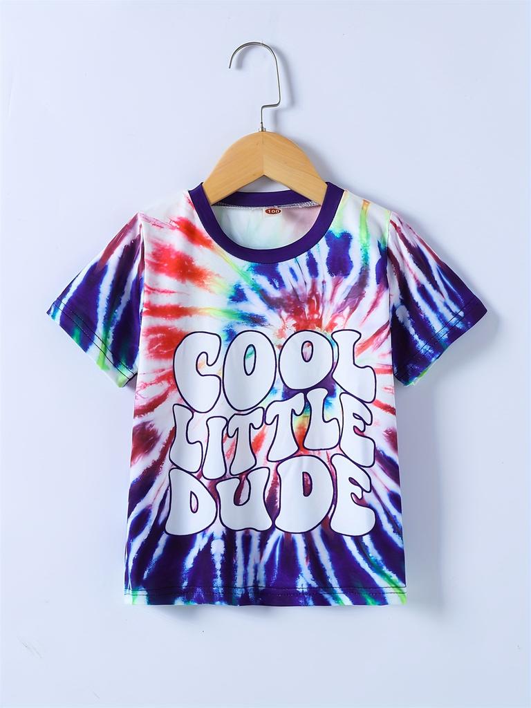 2026 Girl Summer Rainbow Tie Dye T-Shirt Short Sleeve Tee Top Crew Neck Clothes Child Girl Casual Outdoor Clothing Kids Tshirt