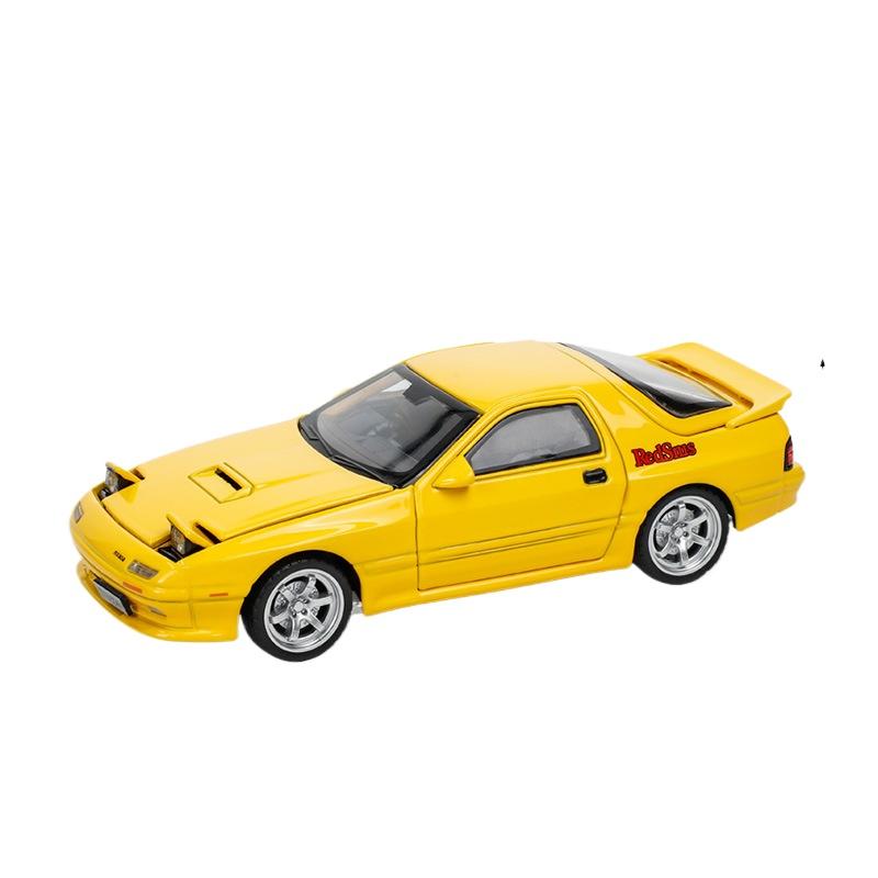 1/32 Mazda RX7 Initial D Miniature Diecast RX-7 Toy Car Model Sound & Light Doors Openable Collection Gift for Children Boy Kid