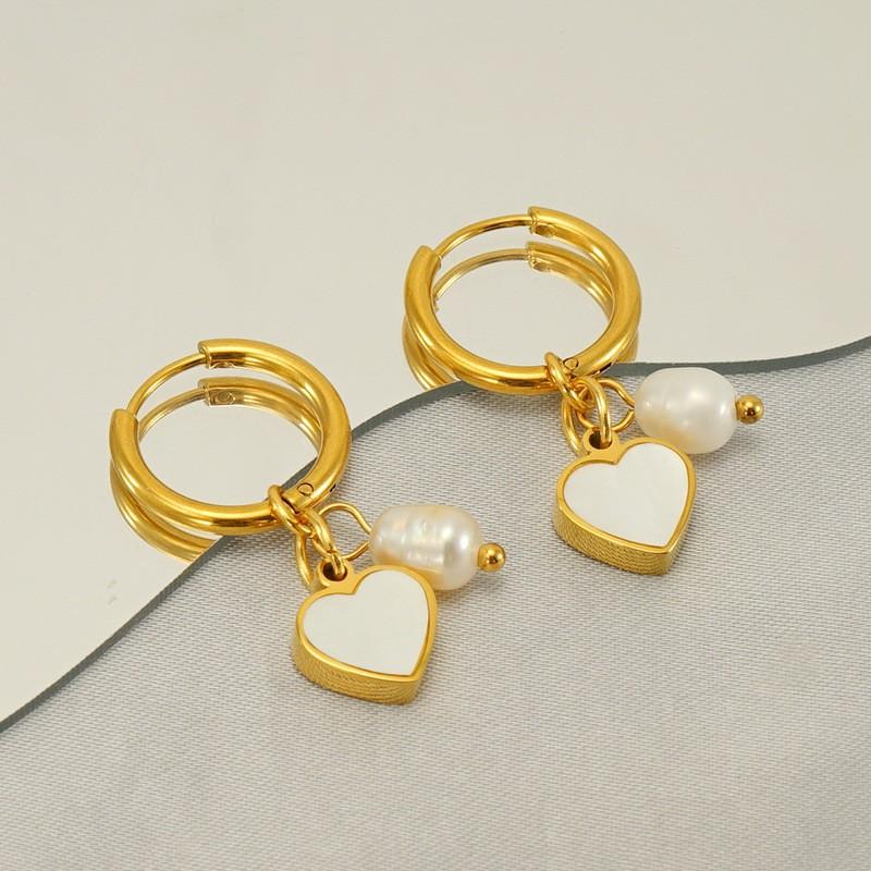 Personalized Stainless Steel Shell Pearl Earrings Stud Earrings Retro Versatile Titanium Steel Earrings Women