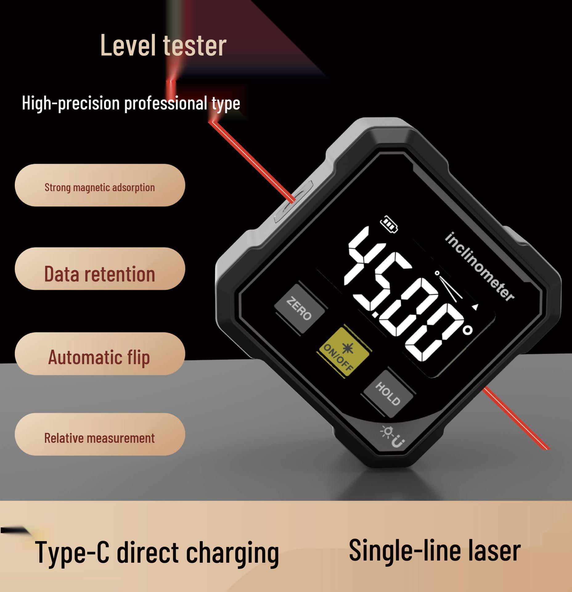 

Digital Magnetic Inclinometer with Double Laser for Precise Angle Measurement and Home Installation