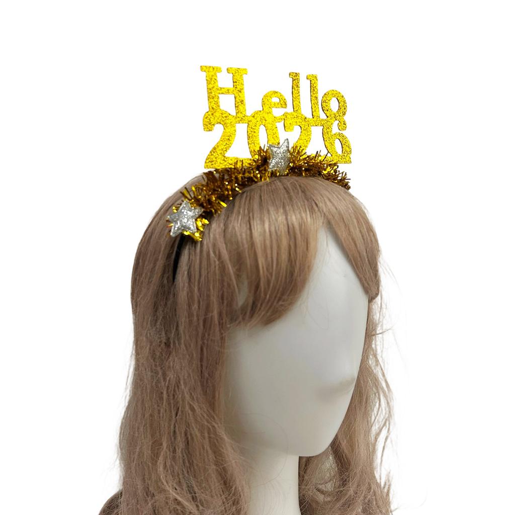 Sparkling New Year Headband Hello 2026 Glitters Hairhoop For Holiday Celebration Parties Carnivals Costume Accessories