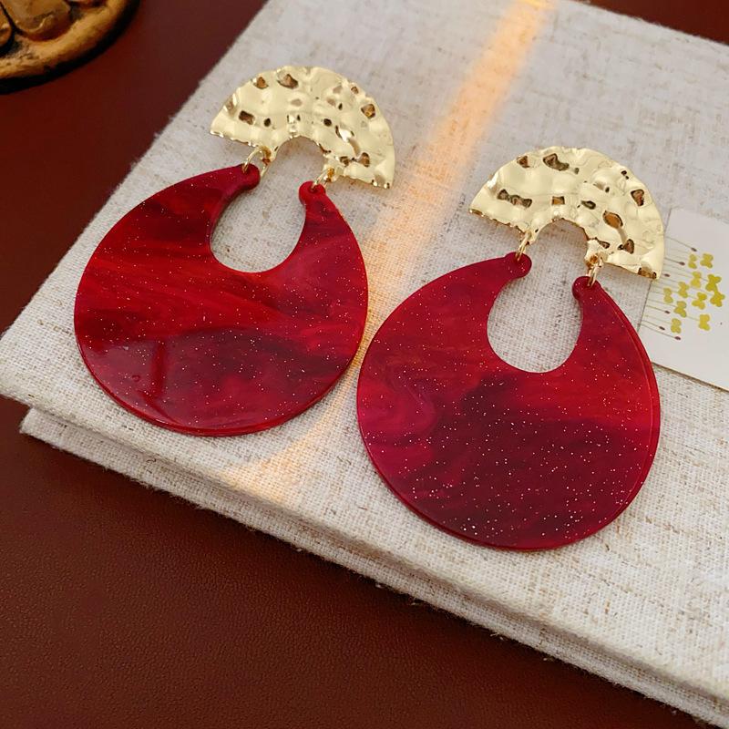 Ankola Red Spray Paint Love Ear Buckle Earrings Hong Kong Style Sweet Versatile Commuter Earrings Light Luxury High-end Earrings Women