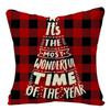 Christmas Cushion Cover Xmas Decorative Farmhouse Buffalo Check Pillowcase Holiday Party Decor Pillow Cover for Living Room Seat