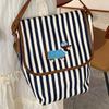 Ins College Style Cartoon Striped Canvas Bag Women's All-matching Commuter Student Class One-shoulder Cross-body