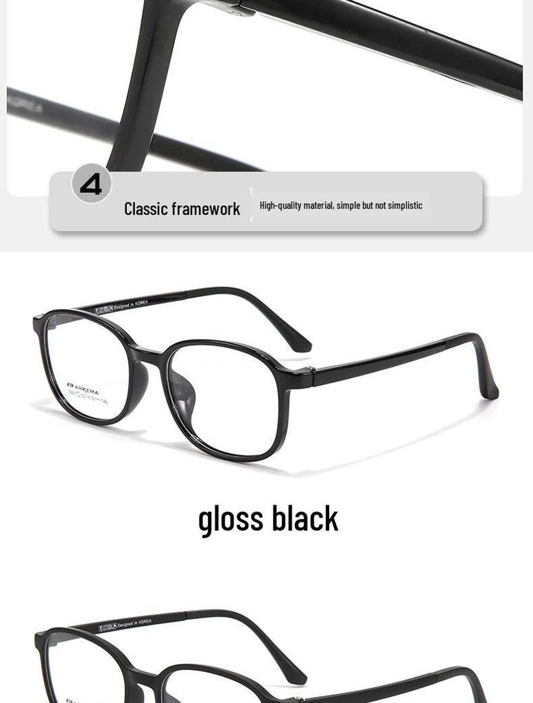 Trendy TR90 Oval Ultra-Light Transparent Glasses Frame for Teens - Myopia Compatible