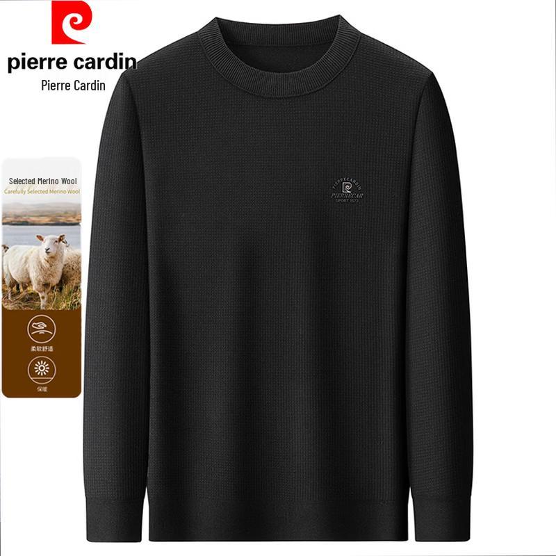Pierre Cardin Men's Thickened Wool-Blend Crewneck Sweatshirt