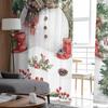 Christmas Winter Snowman Tree Poinsettia Sheer Curtains Modern Gauze Curtain for Living Room Bedroom Voile Yarn Curtains