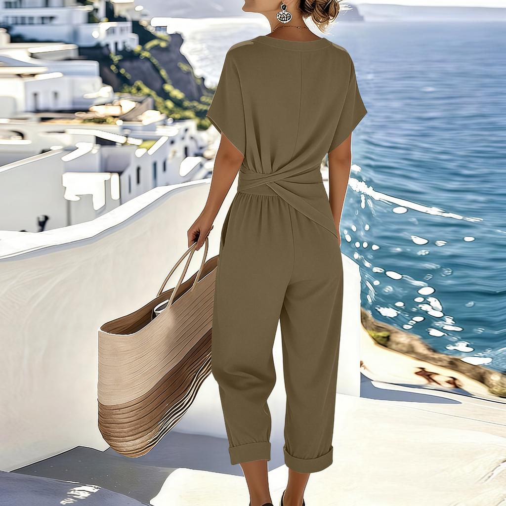 Two Piece Sets For Women Casual Short Sleeve Shirts And Short Pants
