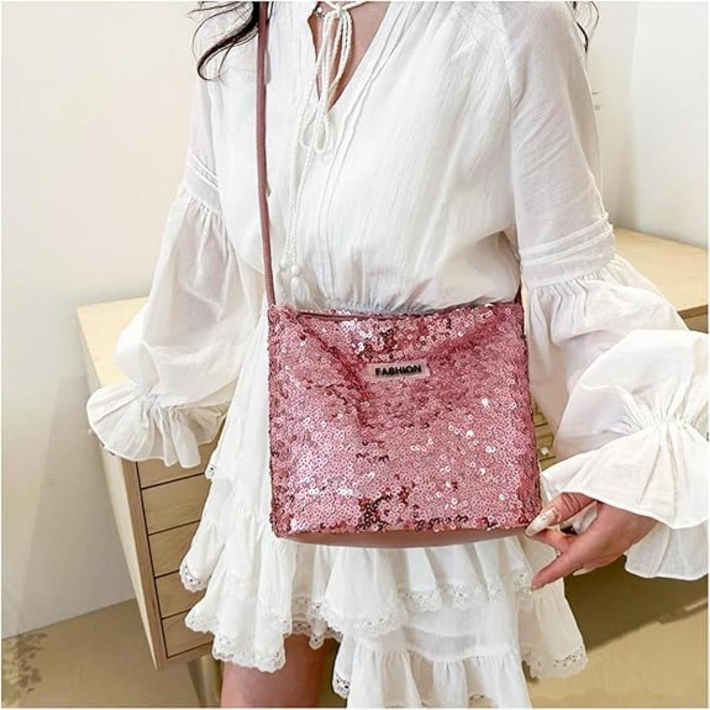 Sequin Handbag, Tote Bag for Women, Adjustable Shoulder Strap, Crossbody Bag for Wedding, Prom, Parties, Travel
