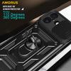 AMORUS For iPhone 17 Case Kickstand PC+TPU Phone Cover with Camera Lens Slider