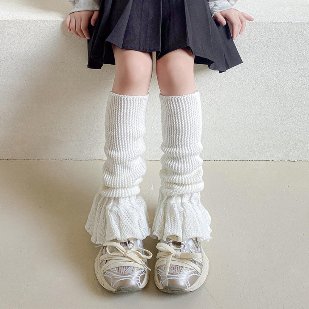 Однотонные детские гетры носки вязаные теплые на ноги новые на сапоги зимние рождественские подарки белый