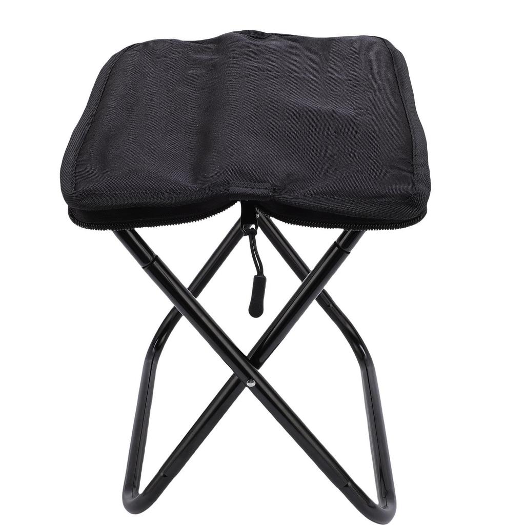 Camping Stool Lightweight Aluminum Alloy Frame Folding Stool Integrated Storage for Travel Hiking Fishing Beach Black