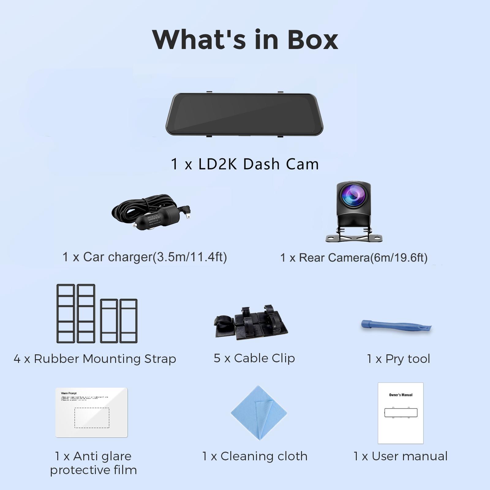 

Автомобильный видеорегистратор 2K Mirror Dash Cam LD2K с двумя камерами 10 Full Touch Screen Mirror Backview Camera с WDR Night Vision 24H Parking Mode