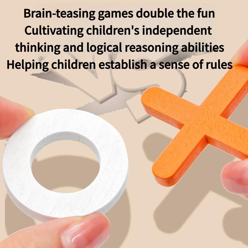 XO Tic-Tac-Toe Strategy Game Set - Wooden Logic Brain Teaser for Family & Early Learning, Interactive Educational Board Game