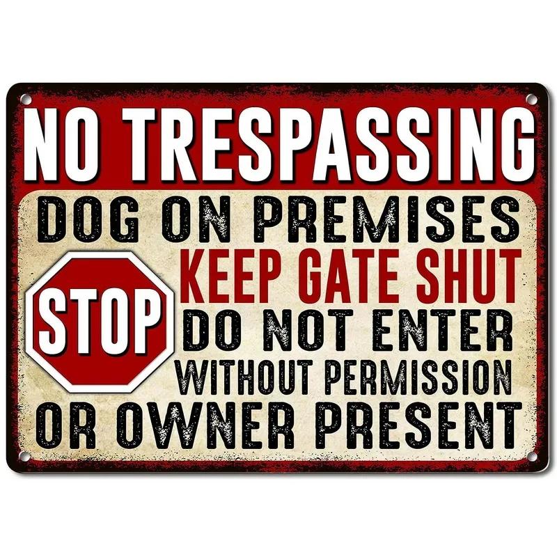 Retro No Trespassing Metal Poster Iron Decoration Perfect for Home Cafe Garage Club Bar Pubs