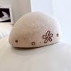 Japanese Hand-Sewn Flower Beret Women Autumn Winter Australian Wool Woolen Felt Hat Sweet Painter Hat Temperament Stewardess Hat