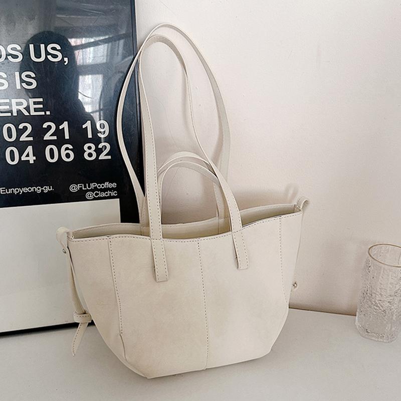 New Womens PU Leather Shoulder Bags Retro Tote Bag Autumn Winter Suede Large Capacity Shoulder Bag Versatile Commuting Bag