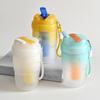 Dual Drinking Mouth Straw Water Cup, Large Capacity Portable Cute Water Bottle with Lanyard, Minimalist High-value Travel Tea Cup for Girls Students