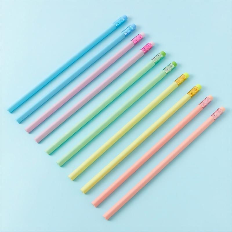 30 Pcs Drawing Pencils Triangle Pencils With Eraser Macaron Color Pencils School Supplies For School Office Sketching