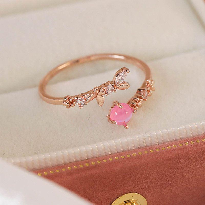 Niche Style Micro Inlaid Zircon Stylish Hand Jewelry Geometry 11# 25097A Pink Diamond Branch (Rose Gold)