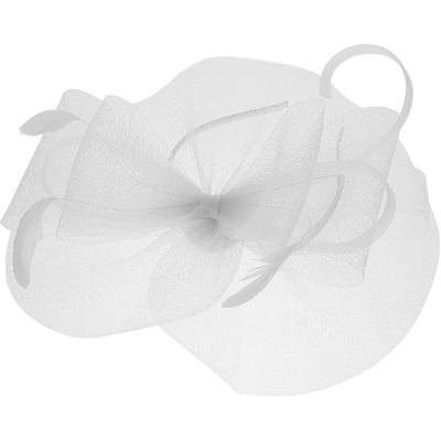 MAGICLULU White Bowknot Fascinator Hat with Mesh Veil Tulle Hair Bow Headband for Women Vintage Tea Party Bridal Hat and Special Occasion Accessories