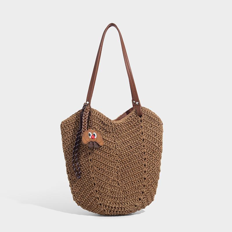 Cross-Border Lazy Style Woven Bag for Women Summer 2025 New Beach Vacation Large Capacity Shoulder Tote Bag