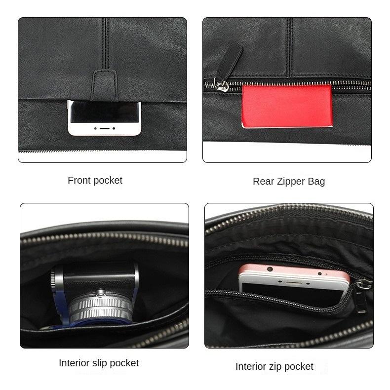 Men's Vertical Leather Crossbody Bag 22 x 6 x 25.5cm