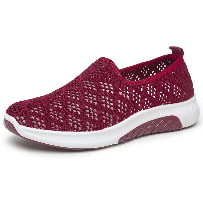  NEW Summer Korean Mesh Comfortable Women Shoes Breathable Hollow Sports Walking Sneakers Casual Flat Ladies Dance Shoes