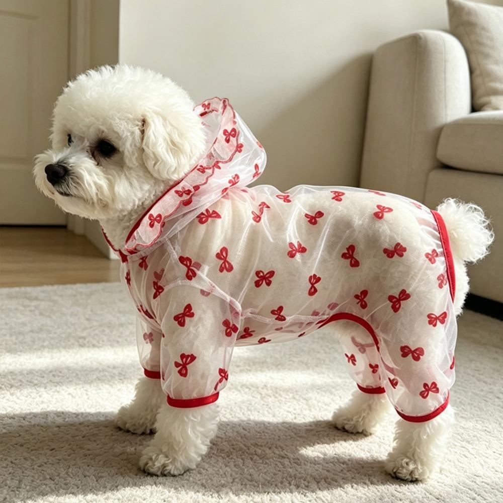 Breathable Hooded Sunscreen Clothing Four Legged Pet Mesh Jumpsuit Cover Dog summer Clothes  Teddy L