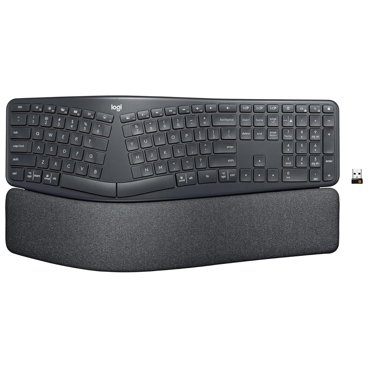 

Беспроводная Bluetooth-клавиатура Logitech ERGO K860 Мультисистемная клавиатура Эргономичная разделенная клавиатура Офисная клавиатура чёрный