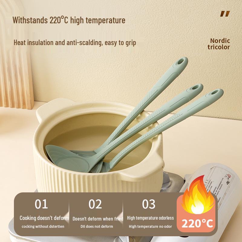 Heat-Resistant Silicone Kitchen Utensil Set: Spatula, Stir Fry Spoon & Soup Ladle