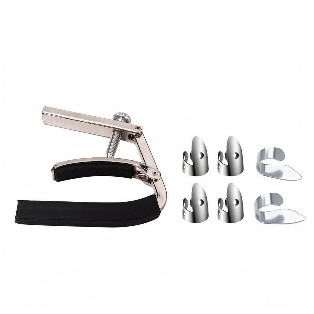 Universal Multi-Function Key Trigger Capo Tune Clamp Steel Finger Picks Set Comfortable Grip