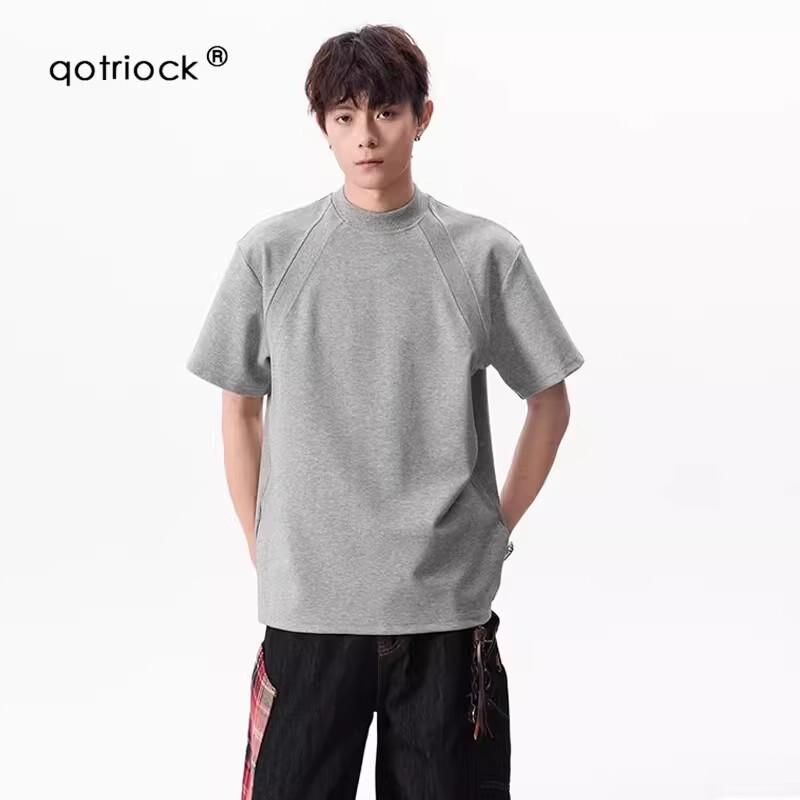 

QOTRIOCK Men s American Style Spliced Space Cotton Half-Sleeve T-Shirt XL