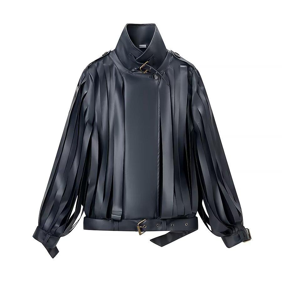 European and American style, new women's clothing, fashionable, casual, versatile, classic, fringed leather jacket