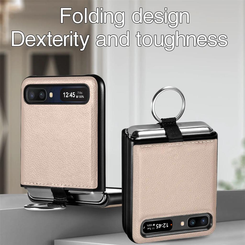 Finger Ring Holder Leather Case for Samsung Galaxy Z Flip 2 7 Flip7 Flip2 Flip6 Flip 6 5 4 3 Flip3 Flip5 Flip4 5G Fundas
